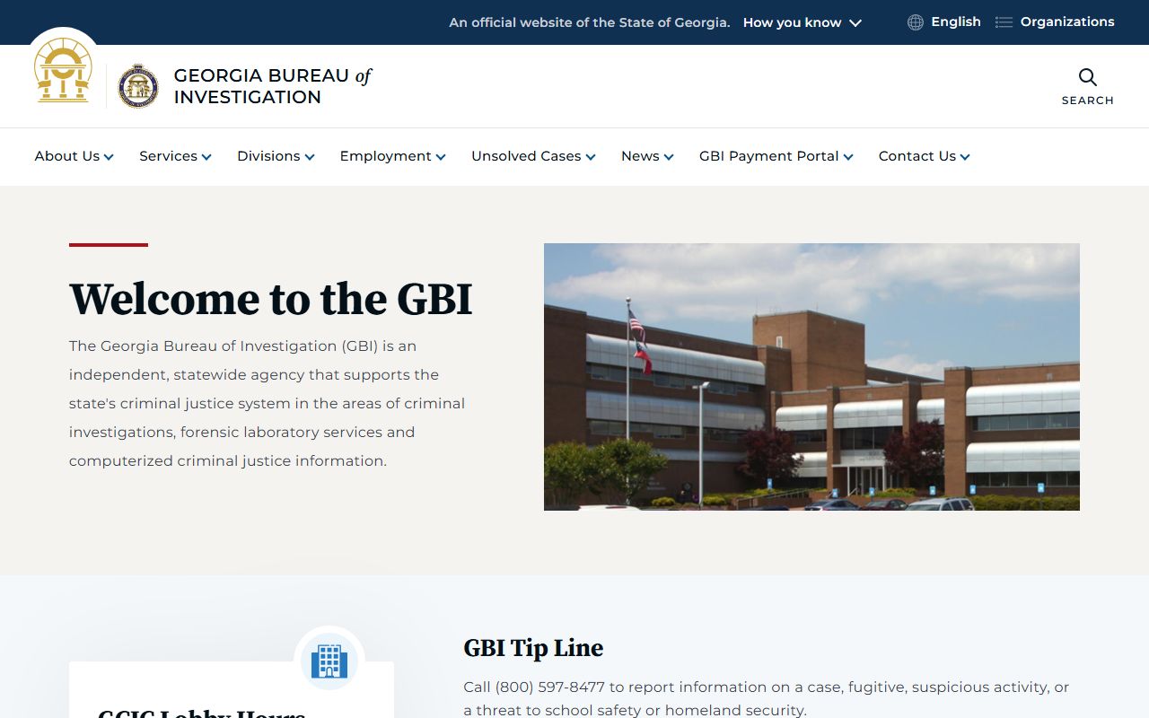 Georgia Bureau of Investigation criminal history and booking records